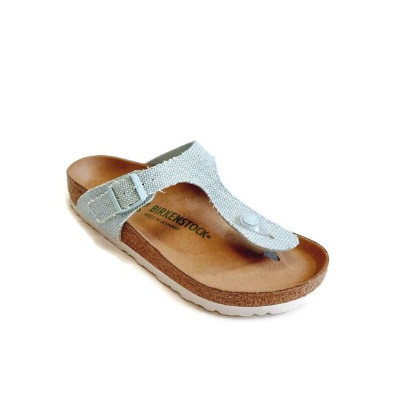 Birkenstock Shoes - Birkenstock Gizeh Tex Rough Canvas Vegan Sandals Womens 6-6.5 EU 37 Surf Green